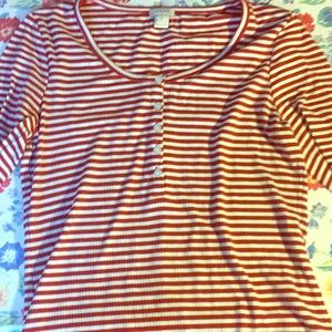 Red and white striped shirt with buttons small